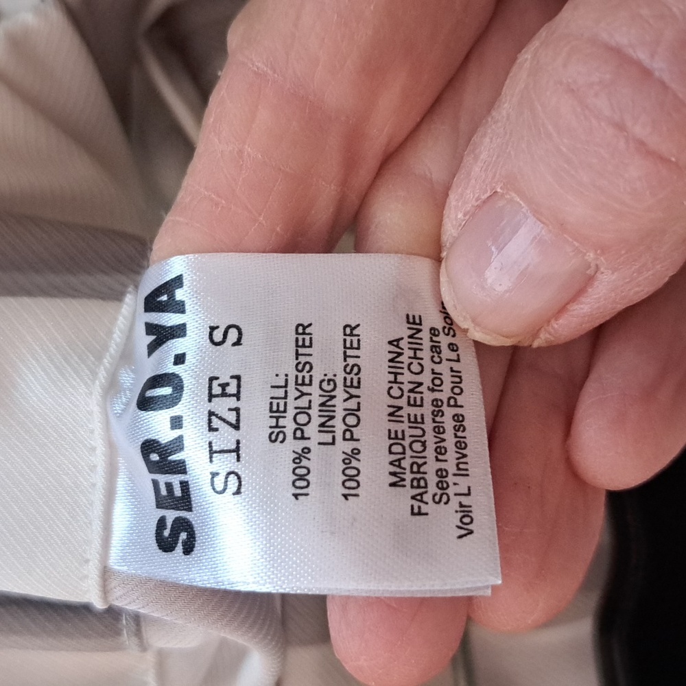Seroya  Marlowe Satin Cream & Tan Neutral Striped Trousers Sz S LIKE New - Picture 8 of 8